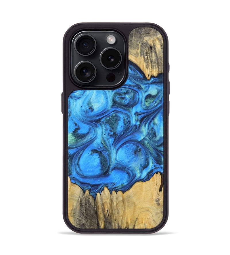 iPhone 15 Pro Wood+Resin Phone Case - Ali (Blue, 700788)
