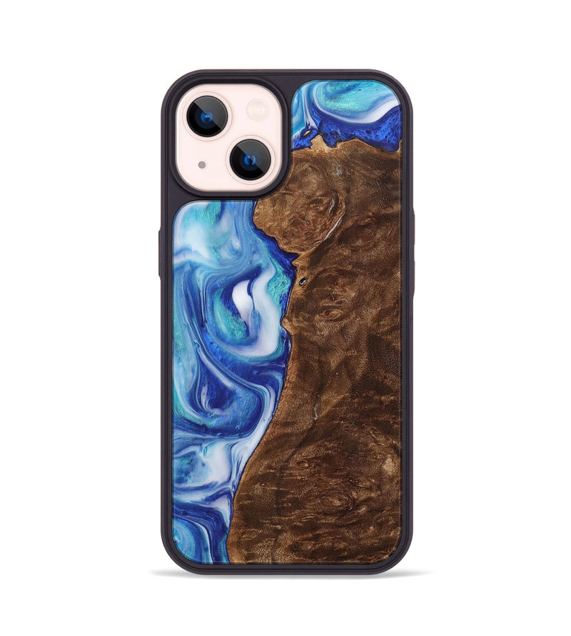 iPhone 14 Wood+Resin Phone Case - Reed (Blue, 700794)