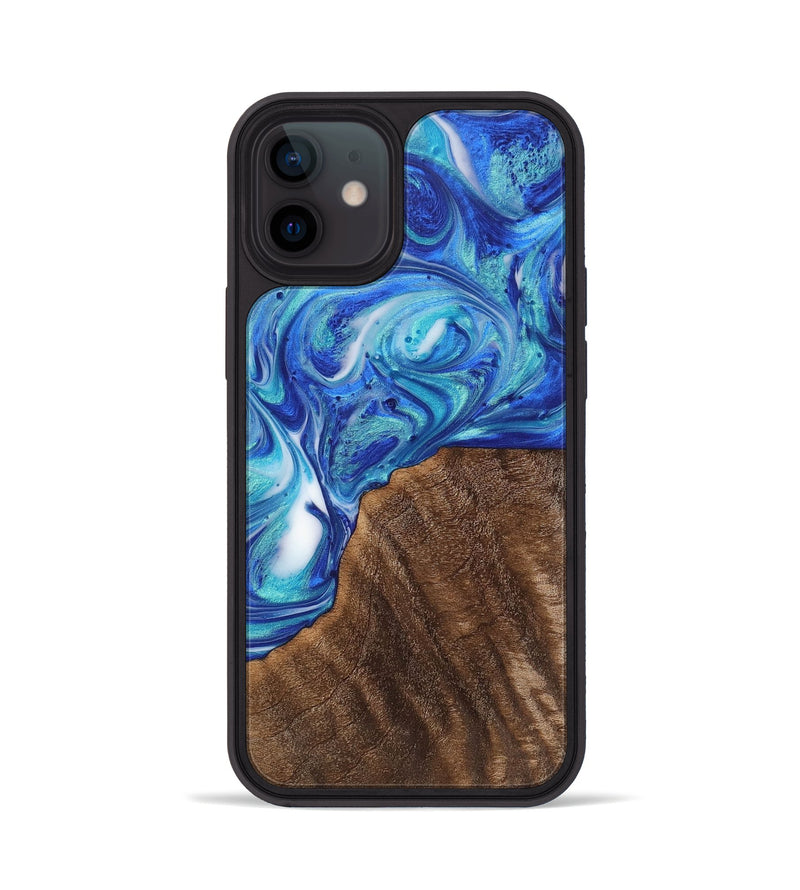 iPhone 12 Wood+Resin Phone Case - Adaline (Blue, 700795)