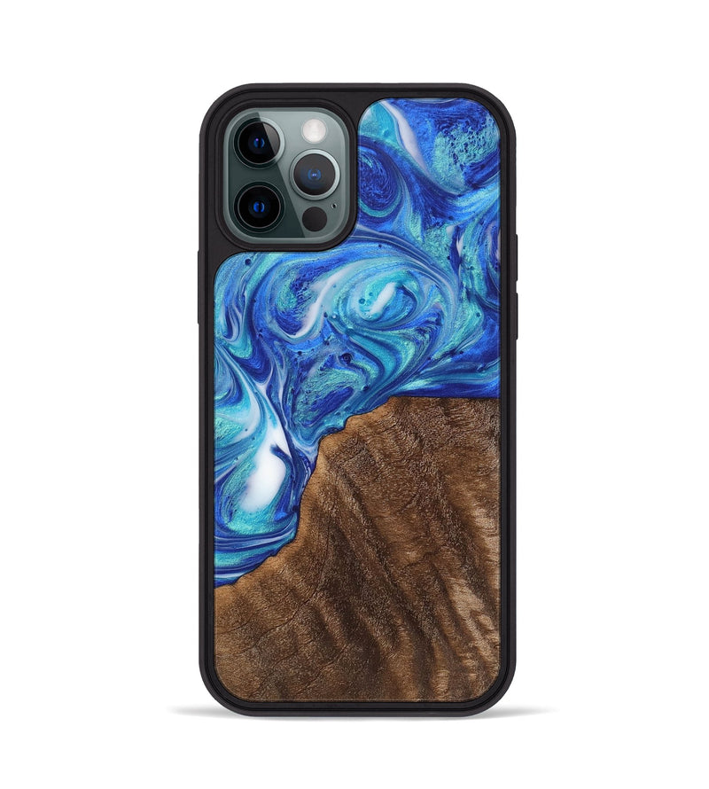 iPhone 12 Pro Wood+Resin Phone Case - Adaline (Blue, 700795)