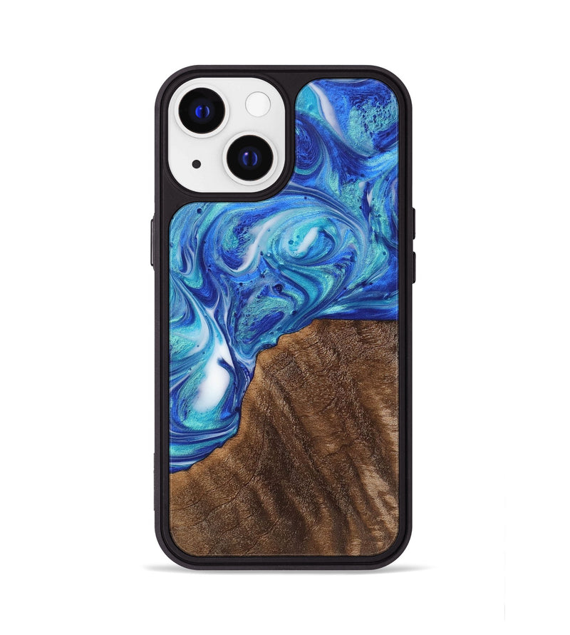 iPhone 13 Wood+Resin Phone Case - Adaline (Blue, 700795)
