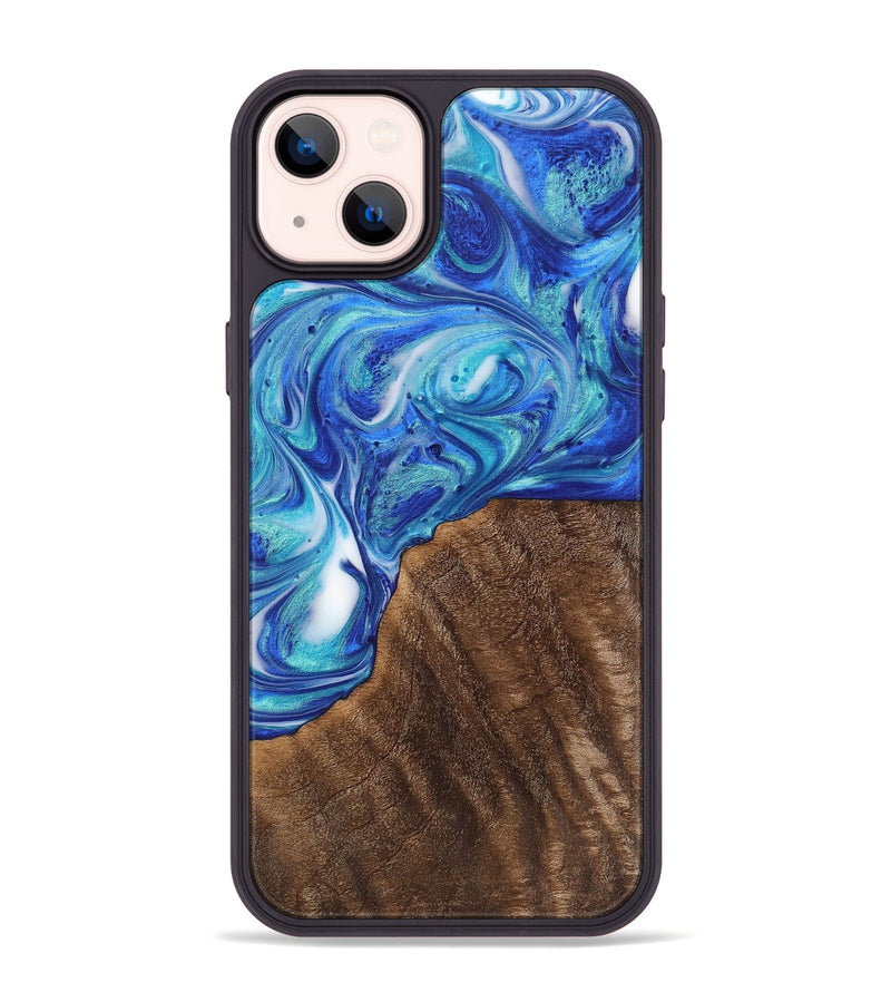 iPhone 14 Plus Wood+Resin Phone Case - Adaline (Blue, 700795)