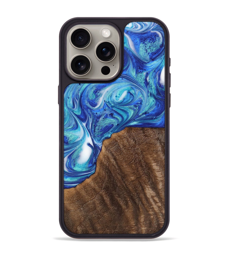 iPhone 15 Pro Max Wood+Resin Phone Case - Adaline (Blue, 700795)