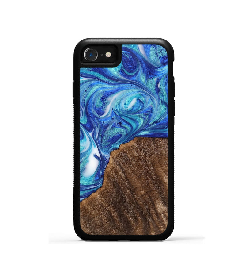 iPhone SE Wood+Resin Phone Case - Adaline (Blue, 700795)