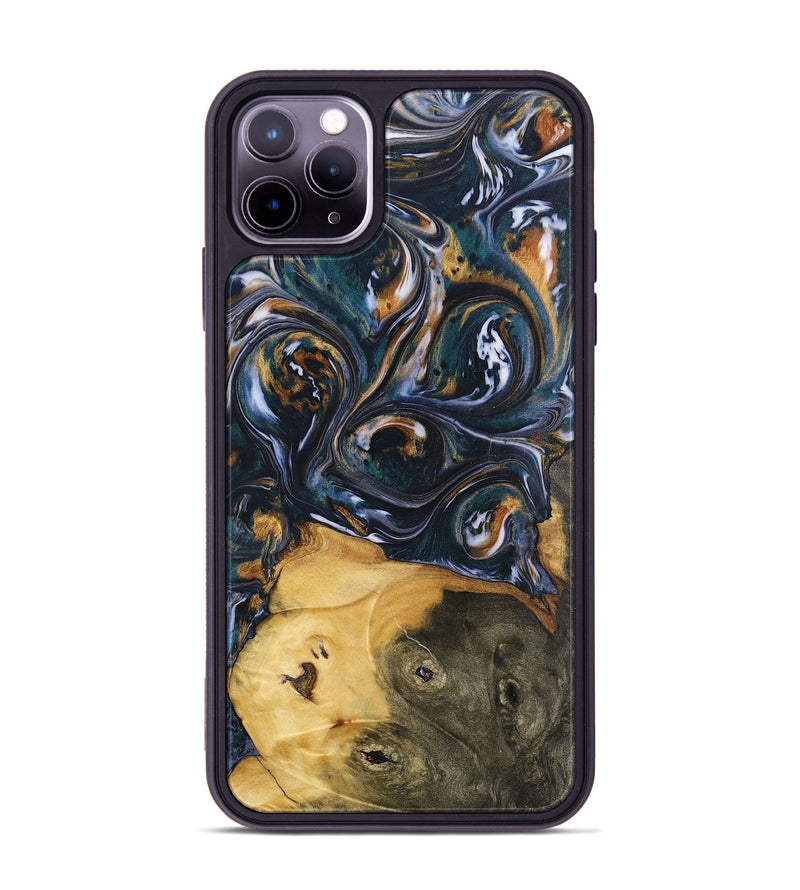 iPhone 11 Pro Max Wood+Resin Phone Case - Molly (Black & White, 700833)