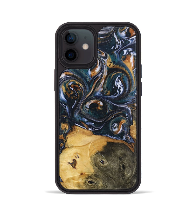 iPhone 12 Wood+Resin Phone Case - Molly (Black & White, 700833)