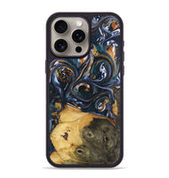 iPhone 15 Pro Max Wood+Resin Phone Case - Molly (Black & White, 700833)