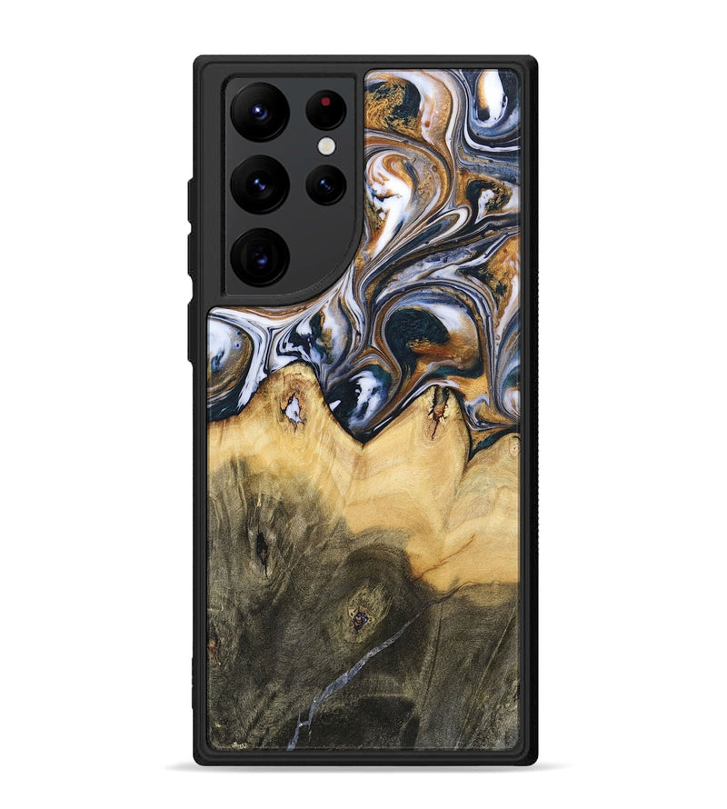 Galaxy S22 Ultra Wood+Resin Phone Case - Jeanette (Black & White, 700836)