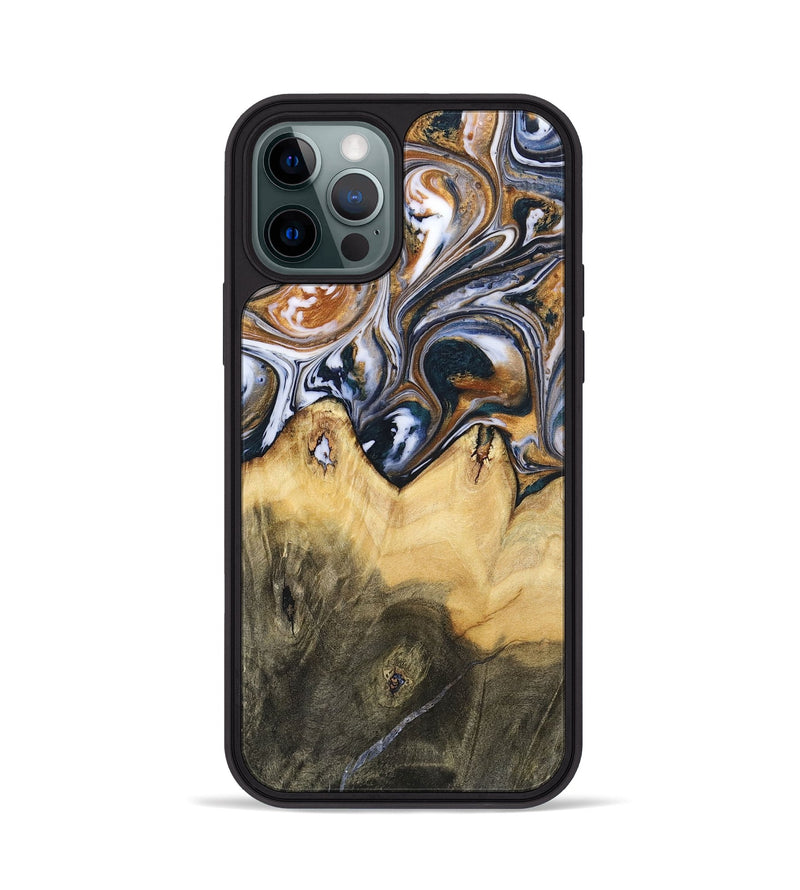 iPhone 12 Pro Wood+Resin Phone Case - Jeanette (Black & White, 700836)