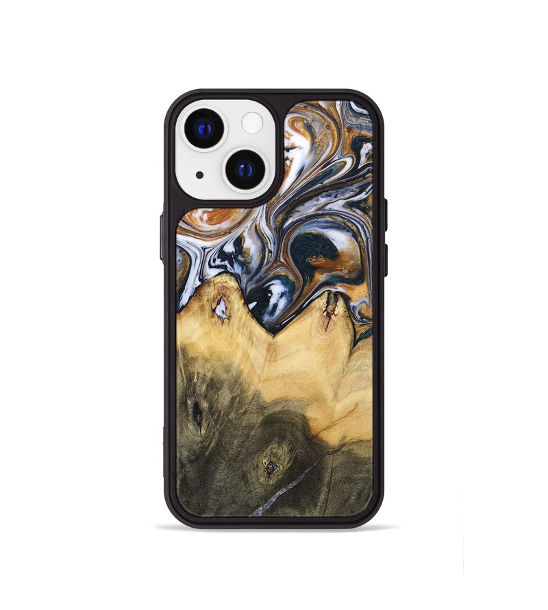 iPhone 13 mini Wood+Resin Phone Case - Jeanette (Black & White, 700836)