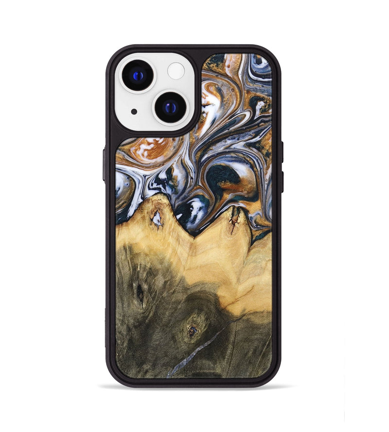 iPhone 13 Wood+Resin Phone Case - Jeanette (Black & White, 700836)