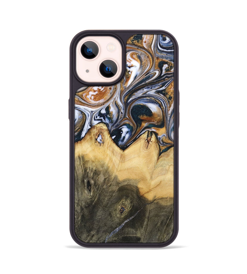 iPhone 14 Wood+Resin Phone Case - Jeanette (Black & White, 700836)