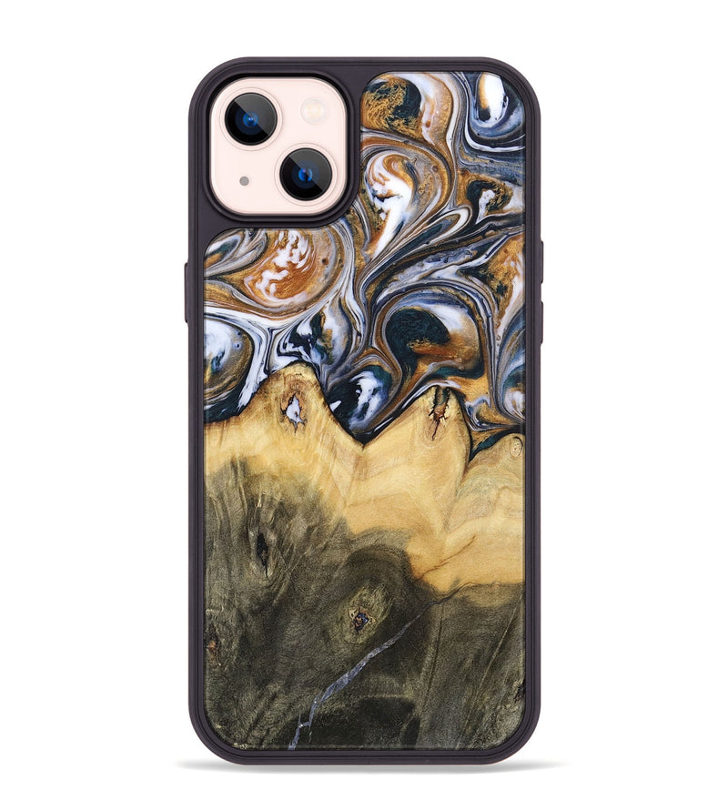 iPhone 14 Plus Wood+Resin Phone Case - Jeanette (Black & White, 700836)
