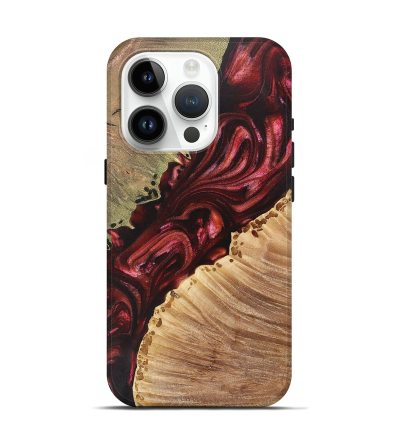 iPhone 15 Pro Wood+Resin Live Edge Phone Case - Tobias (Red, 700866)