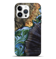 iPhone 15 Pro Max Wood+Resin Live Edge Phone Case - Winston (Green, 700871)