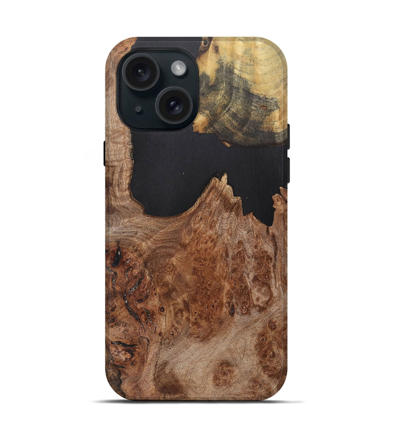 iPhone 15 Wood+Resin Live Edge Phone Case - Joni (Wood Burl, 700886)