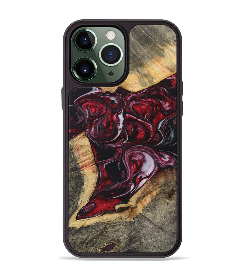 iPhone 13 Pro Max Wood+Resin Phone Case - Beau (Red, 700954)