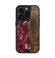 iPhone 15 Pro Wood+Resin Phone Case - Evangeline (Red, 700956)