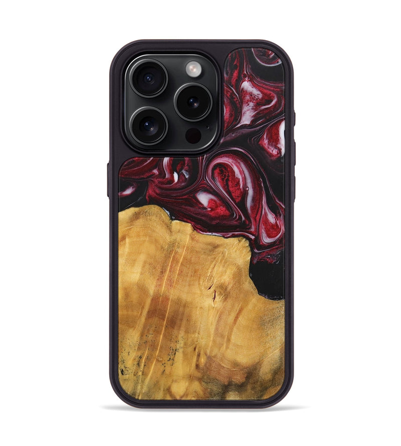 iPhone 15 Pro Wood+Resin Phone Case - Leroy (Red, 700957)