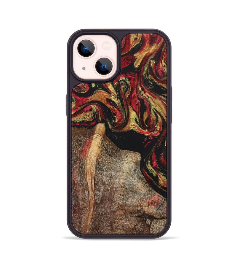 iPhone 14 Wood+Resin Phone Case - Latasha (Red, 700960)