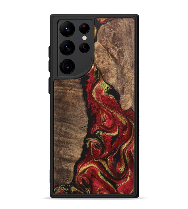 Galaxy S22 Ultra Wood+Resin Phone Case - Jason (Red, 700961)