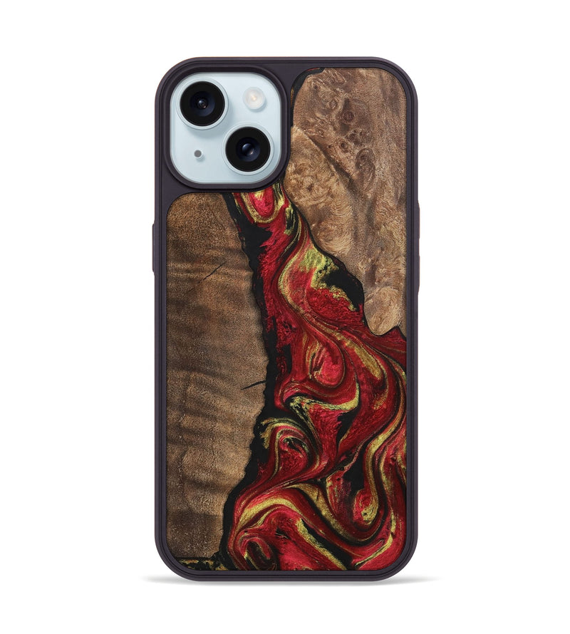 iPhone 15 Wood+Resin Phone Case - Jason (Red, 700961)