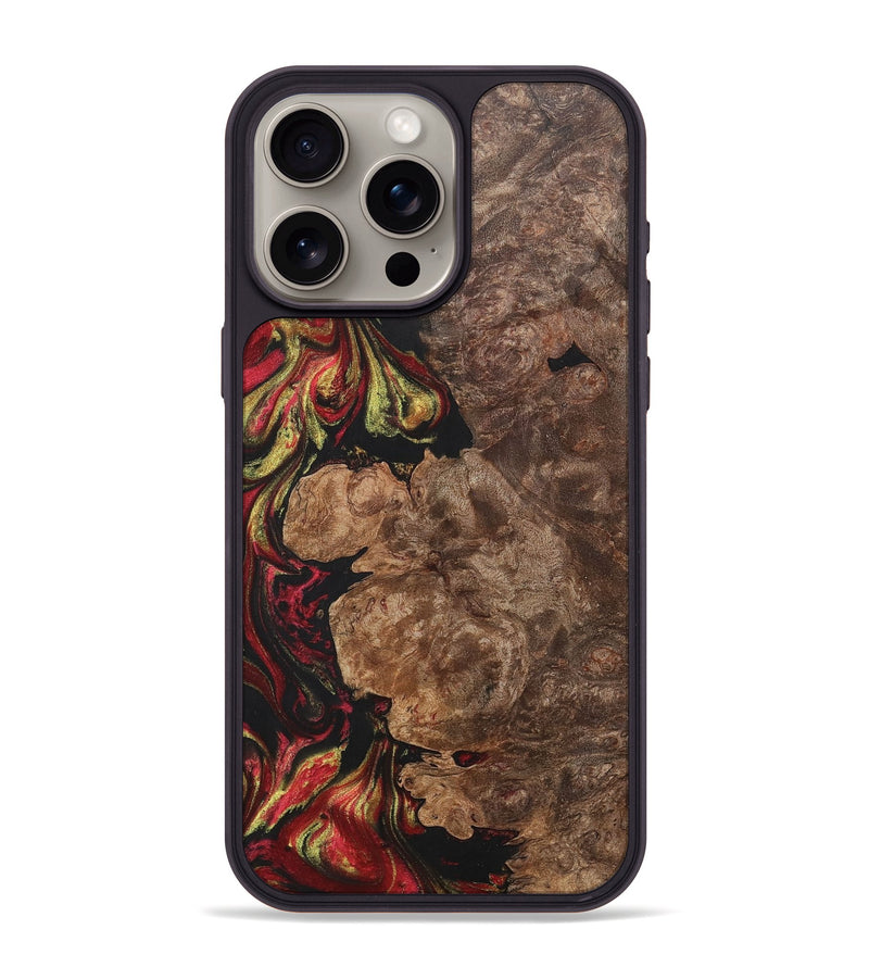 iPhone 15 Pro Max Wood+Resin Phone Case - Haylee (Red, 700962)