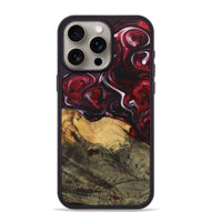 iPhone 15 Pro Max Wood+Resin Phone Case - Leonel (Red, 700964)