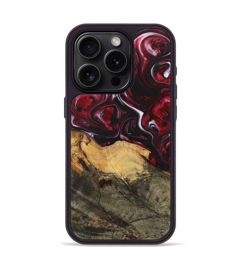 iPhone 15 Pro Wood+Resin Phone Case - Leonel (Red, 700964)