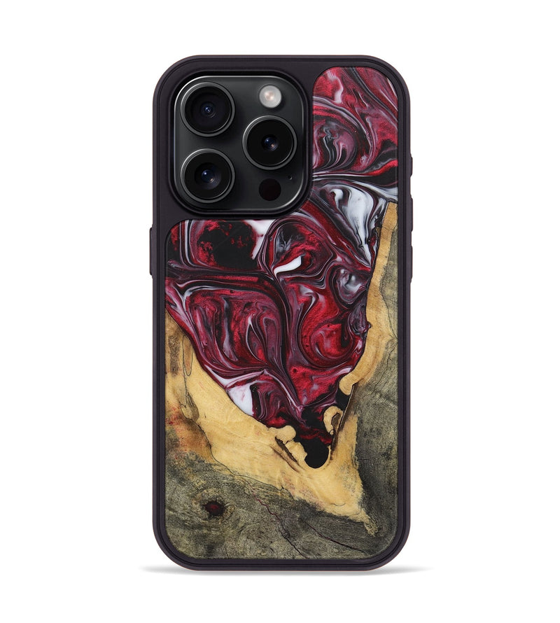 iPhone 15 Pro Wood+Resin Phone Case - Teagan (Red, 700965)