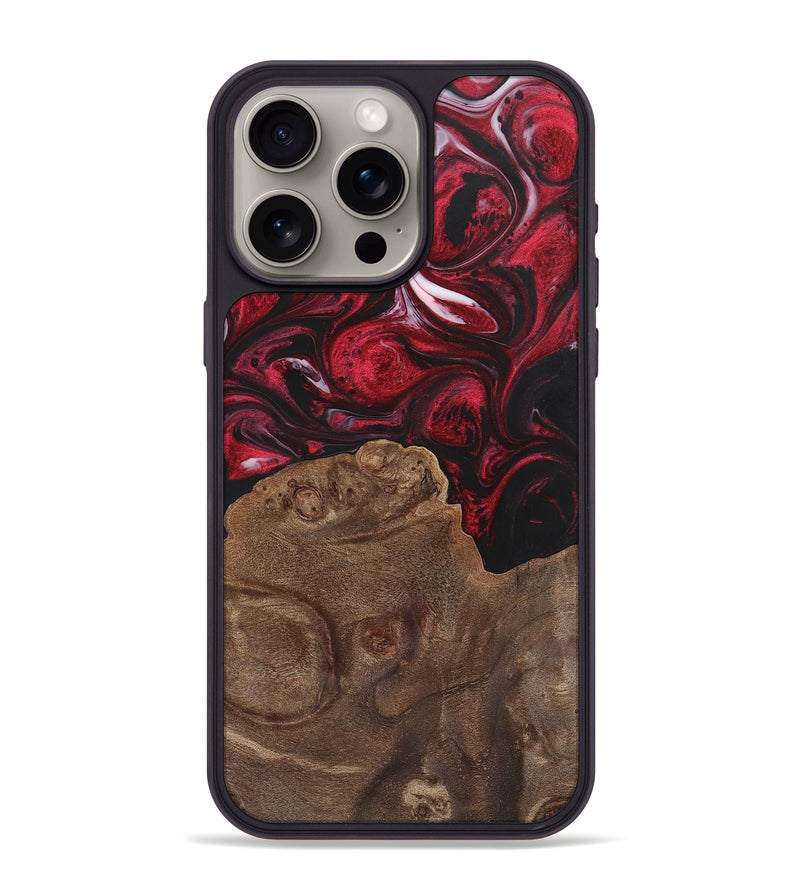iPhone 15 Pro Max Wood+Resin Phone Case - Alexus (Red, 700966)