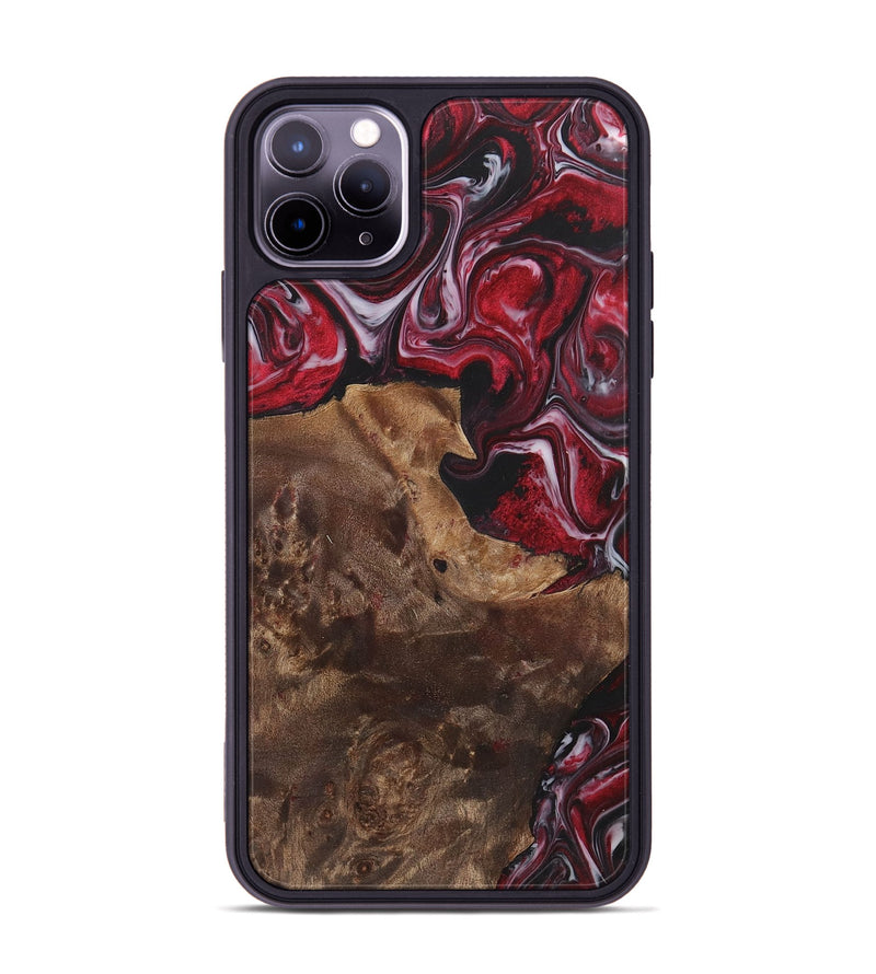 iPhone 11 Pro Max Wood+Resin Phone Case - Frank (Red, 700967)