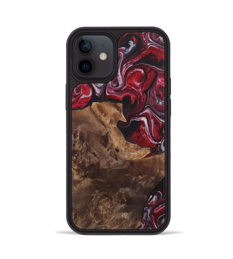 iPhone 12 Wood+Resin Phone Case - Frank (Red, 700967)