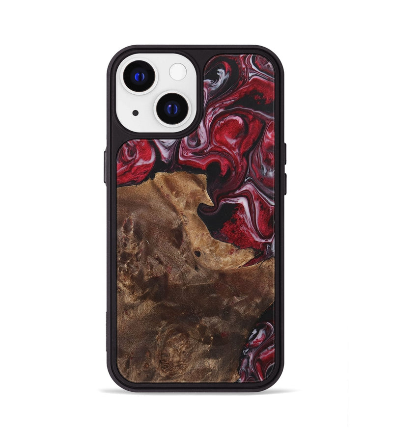 iPhone 13 Wood+Resin Phone Case - Frank (Red, 700967)