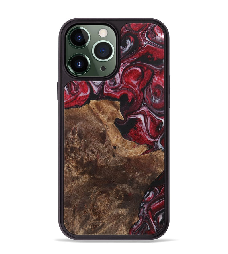 iPhone 13 Pro Max Wood+Resin Phone Case - Frank (Red, 700967)
