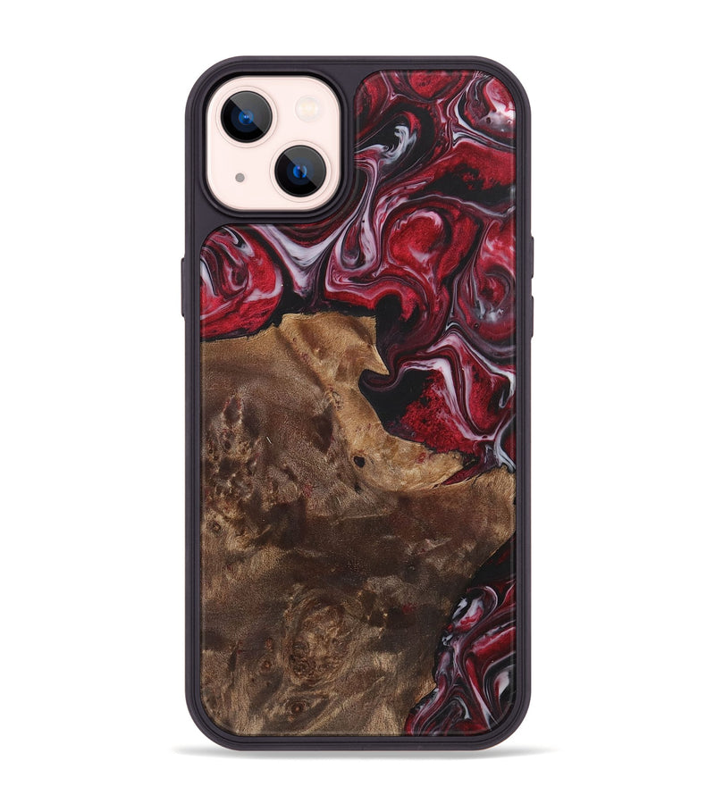iPhone 14 Plus Wood+Resin Phone Case - Frank (Red, 700967)