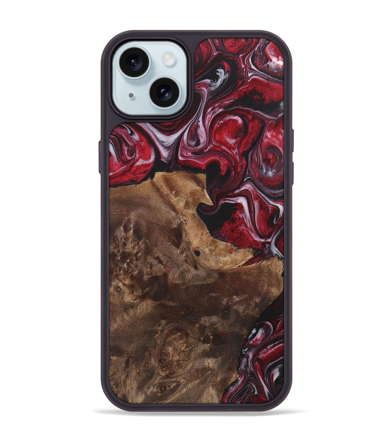 iPhone 15 Plus Wood+Resin Phone Case - Frank (Red, 700967)