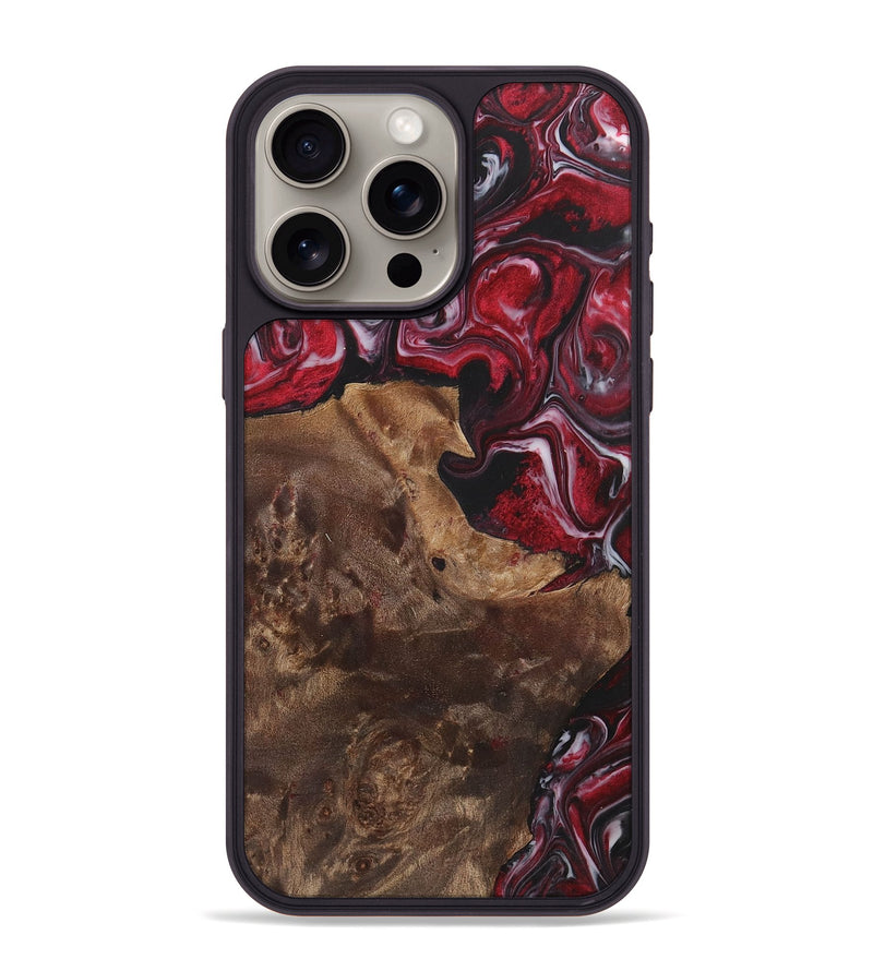 iPhone 15 Pro Max Wood+Resin Phone Case - Frank (Red, 700967)