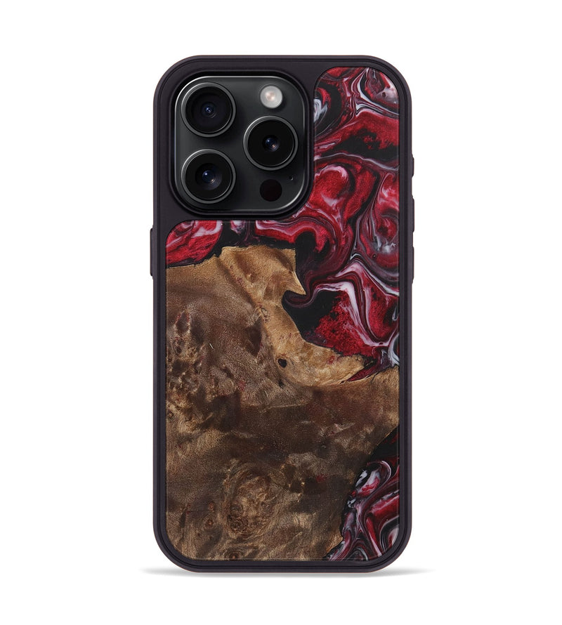 iPhone 15 Pro Wood+Resin Phone Case - Frank (Red, 700967)