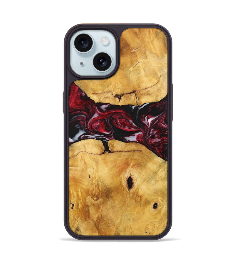 iPhone 15 Wood+Resin Phone Case - Ashlyn (Red, 700968)