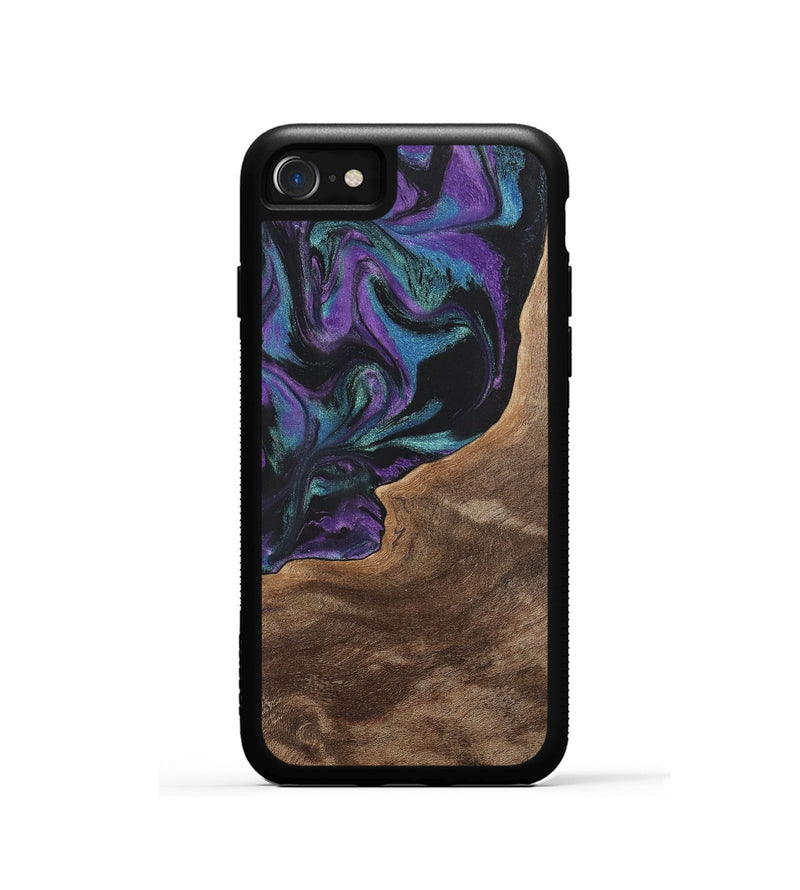 iPhone SE Wood+Resin Phone Case - Joni (Purple, 700972)