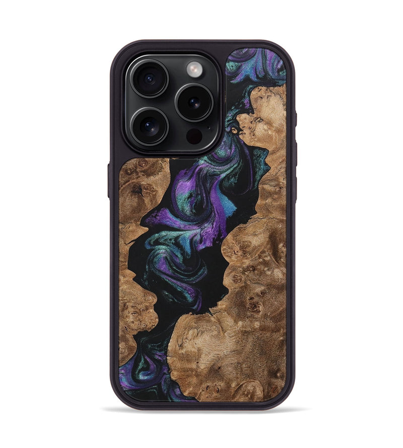 iPhone 15 Pro Wood+Resin Phone Case - Jennifer (Purple, 700974)
