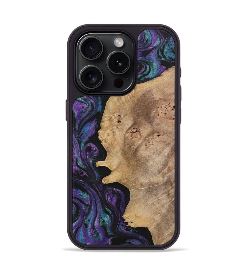 iPhone 15 Pro Wood+Resin Phone Case - Agnes (Purple, 700978)