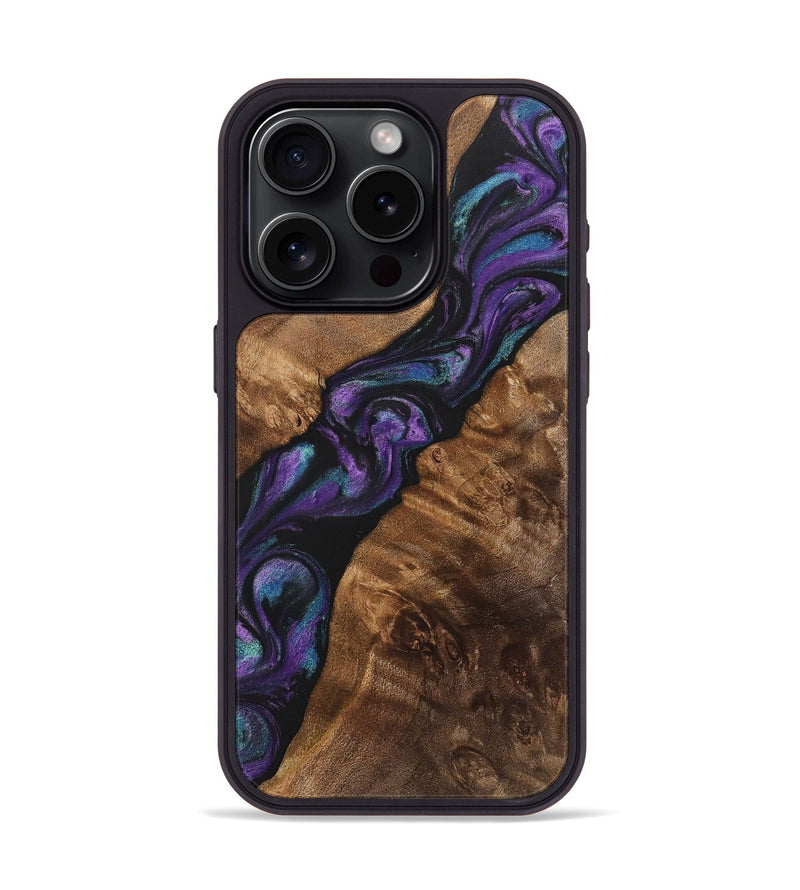 iPhone 15 Pro Wood+Resin Phone Case - Susie (Purple, 700985)