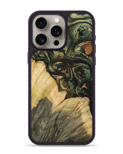 iPhone 15 Pro Max Wood+Resin Phone Case - Guy (Green, 701061)