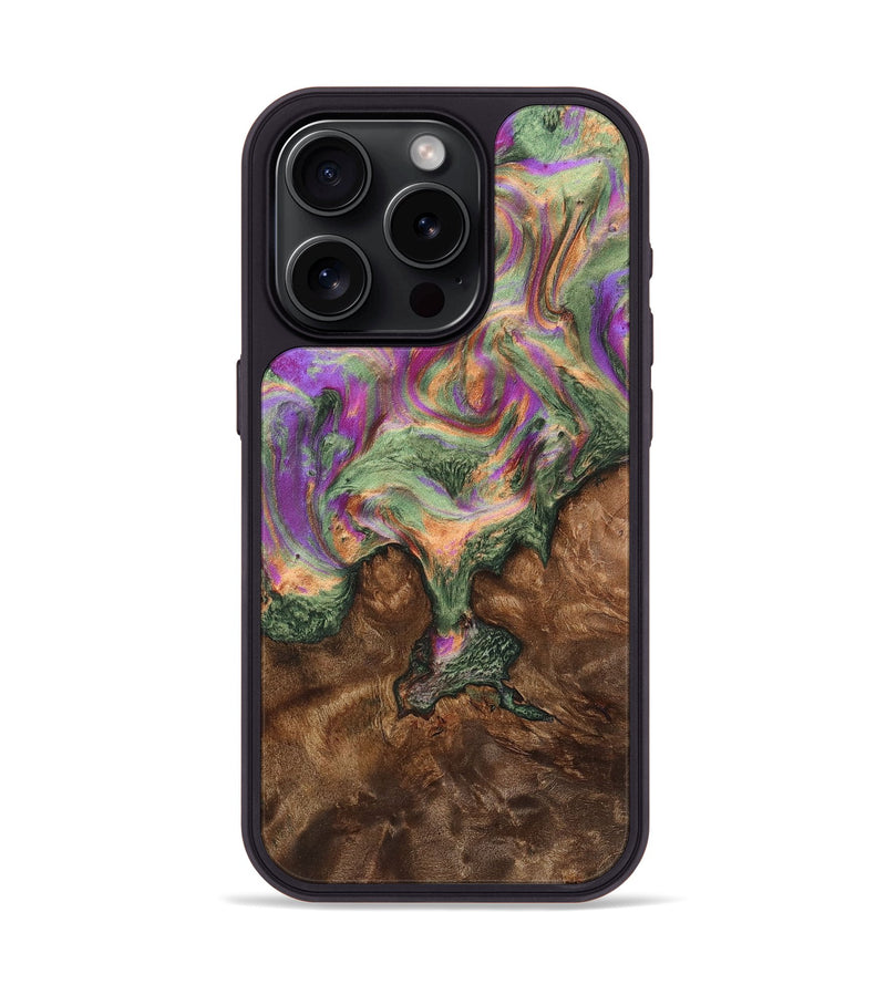 iPhone 15 Pro Wood+Resin Phone Case - Daleyza (Green, 701073)