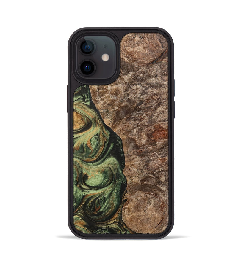 iPhone 12 Wood+Resin Phone Case - Terrell (Green, 701075)
