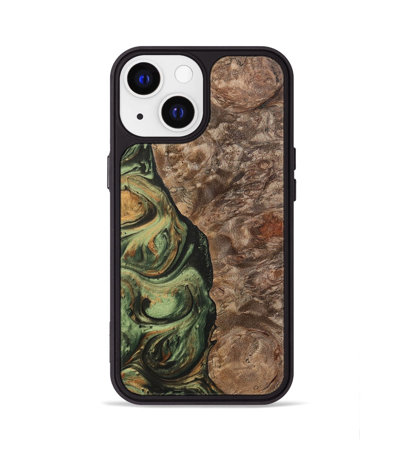 iPhone 13 Wood+Resin Phone Case - Terrell (Green, 701075)