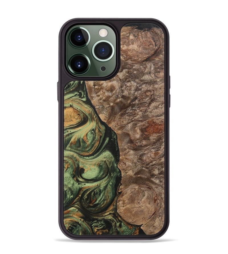 iPhone 13 Pro Max Wood+Resin Phone Case - Terrell (Green, 701075)