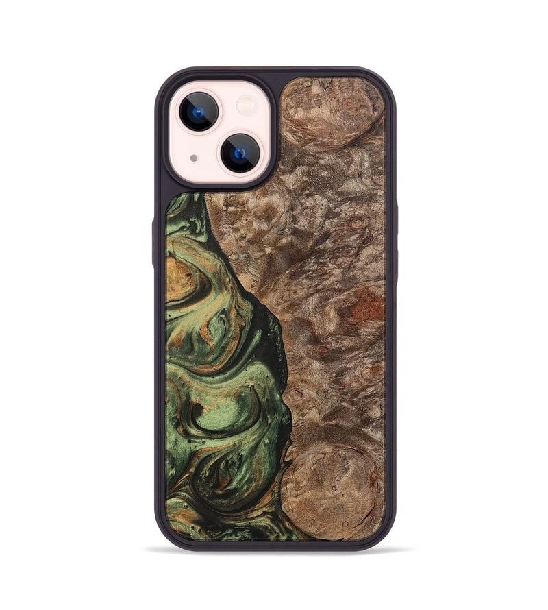 iPhone 14 Wood+Resin Phone Case - Terrell (Green, 701075)
